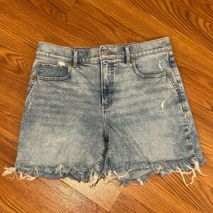 Express Blue Jean Shorts Distressed Frayed Hem